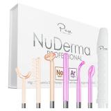 NuDerma Professional Skin Therapy Wand - Portable High Frequency Skin Therapy Machine with 6 Neon & Argon Wands â Boost Your Skin â Clear Firm & Tighten