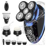 SEFON Electric Shavers for Men Bald Head,Razors Shaving 5-in-1 5D haircut USB Rechargeable LED Cordless,Rotary Shaver Grooming Kit with Clipper Nose Hair Sideburns Trimmer Facial Clean,IPX7-Waterproof