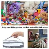 24" Stuffed Animal Storage Beanbag Cover for Kids Room DIY Toddler Bean Bag Chair Covers Only for Plush Toys, Blue White Stripes