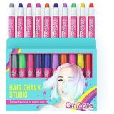 GirlZone Hair Chalk Set For Girls - 10 Piece Temporary Hair Chalks Color