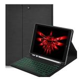 Keyboard Case 10.2 Inch for iPad 8th Gen 2020 & 7th Gen 2019 Compatible Air 3rd 10.5, Pro 10.5 - Removable 7-Color Backlit Wireless Keyboard Protective Cover with Apple Pencil Holder(Black)