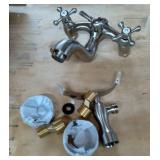 Votamuta Stainless Steel 6 Inch Two Handle Bathroom Bathtub Shower Faucet Wall Mounted Tub Mixer Tap with Hand Spray,Brushed Nickel