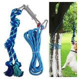 Petbobi Spring Pole Dog Rope Toy with 16ft Durable Rope, Dog Heavy Duty Pull Tether Tug of War, Hanging Bungee Toy for Outdoor Exercise, for Pitbull Medium Large Dog Muscle Builder