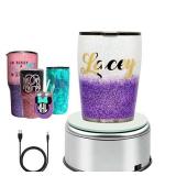 Display Turner for Epoxy Glitter Tumblers, 360 Degree Rotating Display Stand Turntable Automatic Revolving Platform Perfect for Displaying Glitter Cups