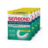 Sea-Bond Secure Denture Adhesive Seals, Fresh Mint Lowers, Zinc Free, All Day Hold, Mess Free, 30 Count (Pack of 4)