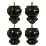 Hyever 4 Inch Solid Wood Sofa Legs Replacement Black Bun Feet for Sofa Couch Chair Table Desk Closet Cabinet Set of 4