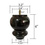 Hyever 4 Inch Solid Wood Sofa Legs Replacement Black Bun Feet for Sofa Couch Chair Table Desk Closet Cabinet Set of 4