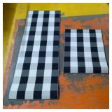 2 Piece Non-Slip Kitchen Rug TPR Non-Skid Backing Mat for Doorway Bathroom Runner Rug Set, Buffalo Plaid Check Design (17"x48"+17"x24")