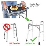 Support Plus Walker Tray Table - Mobility Accessory with Non-Slip Mat, Cup Holders Fits Most Standard Walkers (21"x16") - Gray