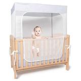 YeTrini Crib Safety Tent,See Through Mesh Crib Netting Mosquito Nets Sturdy Crib Cover to Keep Toddler from Climbing Out ,to Keep Cats Out,to Keep Baby in-Gray