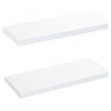 AMADA HOMEFURNISHING Floating Shelves White, 24 Inch Large Wall Shelf for Living Room, Bedroom, Bathroom, Kitchen Storage & Decor, Set of 2-AMFS06