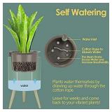 MUDEELA Planter Pot with Stand, 7.5 inches Plant Pot with Self Watering & Drainage System, Indoor Outdoor Plant Pot with Legs, Flower Planter with Water Shortage Alarm, Green