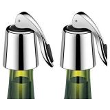 ERHIRY Wine Bottle Stopper Stainless Steel, Wine Bottle Plug with Silicone, Expanding Beverage Bottle Stopper, Reusable Wine Saver, Bottle Sealer Keeps Wine Fresh, Best Gift Accessories (2 PACK)