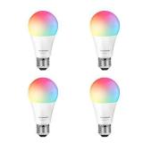 SYLVANIA Wifi LED Smart Light Bulb, 60W Equivalent Full Color and Tunable White A19, Dimmable, Compatible with Alexa and Google Home Only - 4 Pack (75674)
