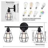 3-Light Industrial Bathroom Vanity Lights, Farmhouse Wall Light Fixture, Metal Cage Wall Sconce, Vintage Porch Wall Lamp for Mirror Cabinets, Kitchen, Living Room, Workshop