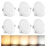 Recessed Lighting 6 inch, Eneru Recessed Light Fixtures 5CCT 6in LED Recessed Light 12W 90W Eqv 840LM 6 Pack Dimmable ETL Certified