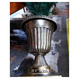 3 FT Christmas Tree, Pre-Lit Crestwood Spruce Entrance Tree with 100 LEDs Fairy Lights, Pine Cones, Red Berries in Gold Urn Base for Front Door, Porch, Entryway Xmas Home Decorations, 1 Pack