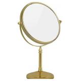 DOWRY Makeup Mirror 10x Magnification Vanity Mirror Tabletop Two-Sided Swivel Gold Finish