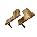 ALEKO WFS23 Rustic Wood Wall Mount Storage Floating Corner Shelves - Set of 2