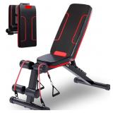 HOLATO Adjustable Weight Bench for Full Body Workout ,Foldable Workout Bench Home Gym Weightlifting and Strength Training,Multi-Purpose Sit up Bench Portable Exercise Bench (red)