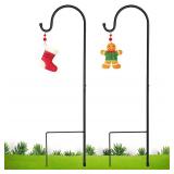GOFORWILD Shepherd Hook 2 Pack Black, 33 inches Tall, Made of Premium Metal for Garden Decor, Plant Hanger, Lantern Hook, Solar Light Hanging