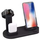 Multi-Function Charging Stand, 3 in 1 Rotatable Charger Dock Wireless Charger Pad for QI-Enabled Phone, iWatch/AirPods Charger