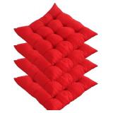 Set of 4 Dining Chair Cushions Square Seat Pads for Kitchen Dining Office Living Room Patio (Red)