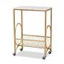 Jacek Modern and Contemporary Gold Metal Wine Cart with Marble Top- Retail:$159.99