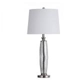StyleCraft Northbay Long Mercury Glass Table Lamp - White Hardback Fabric Shade- Retail:$96.49