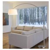 Orbita 82-inch Brushed Nickle Retractable Arch Dimmable Floor Lamp with 15W LED bulb and White Shade- Retail:$217.99