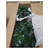 7-ft Spruce Pre-Lit or Unlit Artificial Christmas Tree with Glitter Branches, Red Berries & Pinecones by Christopher Knight Home- Retail:$249.99