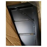 MF Studio Outdoor Dining Slat Table Black Rectangle Patio Bistro Table Sturdy Steel Frame Home Metal Table Stand Deck Outdoor Furniture Garden Table, Black