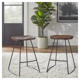 TMS Chapman 24" Scoop Seat Stool (Set of 2), Walnut and Black
