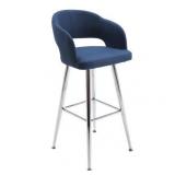 Vogue Furniture Direct Contemporary Blue Fabric Barstool with Chromed Legs