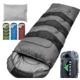 HiHiker Single Person Sleeping Bag With Pillow, Gray