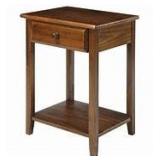 Casual Home Night Owl Night Stand With USB Port, Warm Brown