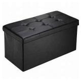 30x15 Inch Fold Out Storage Ottoman, Black