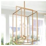 KSANA Antique Gold Chandelier, 4-Light Modern Linear Chandeliers