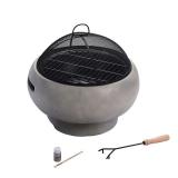 Peaktop - Outdoor 21 Inch Round Concrete Wood Burning Fire Pit