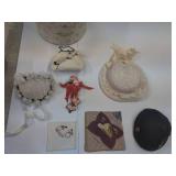 Antique Hat, Bonnet, Purse in Round Box with Lid