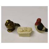 Two Bird Figurines and. Bird Trinket Box