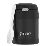 THERMOS FUNTAINER 10 Ounce Stainless Steel Vacuum Insulated Kids Food Jar with Folding Spoon, Black