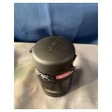 THERMOS FUNTAINER 10 Ounce Stainless Steel Vacuum Insulated Kids Food Jar with Folding Spoon, Black