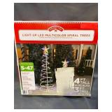 HOLIDAY TIME LIGHT UP LED MULTICOLOR SPIRAL TREES SET OF 2