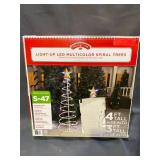 HOLIDAY TIME LIGHT UP LED MULTICOLOR SPIRAL TREES SET OF 2