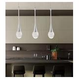 3-Lights Modern Kitchen Island Chandelier Lampara de techo Dining Room Pendant Light Fixtures Raindrop Crystal Bubble Chandeliers Remote Control Dimming Included 3000-6000K Bulbs