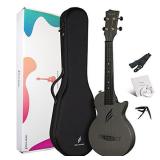 Enya Concert Ukulele Nova U 23ââ Carbon Fiber Travel Ukulele with Beginner Kit includes online lessons, case, strap, capo and strings (Black)