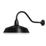 17in. Satin Black Outdoor Gooseneck Barn Light Fixture with 22in. Long Extension Arm - Wall Sconce Farmhouse, Vintage, Antique Style - UL Listed - 9W 900lm A19 LED Bulb (5000K Cool White)