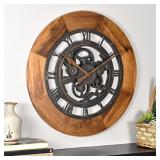 FirsTime & Co. Wood Gear Wall Clock, 19", Aged Brown