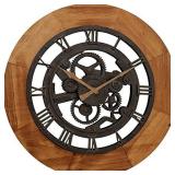 FirsTime & Co. Wood Gear Wall Clock, 19", Aged Brown